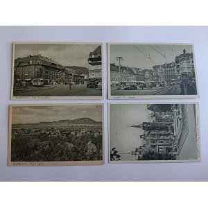 SET OF 4 POSTCARDS WALBRZYCH, MARKET SQUARE, GRUNWALDZKI SQUARE, FREEDOM SQUARE, 1948