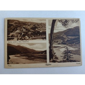 RYTRO POSTCARD, 3 VIEWS, VIEW FROM CASTLE HILL, POPRAD, BEACH, 1939