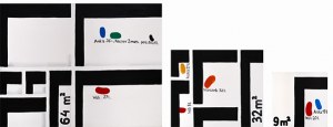 Wilhelm SASNAL (ur. 1972), 64 m2, 32 m2, 9 m2 - tryptyk, 2000 / 2001