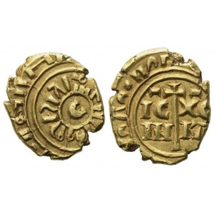 MESSINA. Regno di Sicilia. Enrico VI (1191 - 1197). Multiplo di tari, lettera C al centro. Au (1,34 g; 10,5 mm)