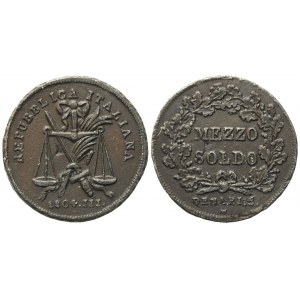 MILANO. Prima Repubblica Italiana (1802-1805). Mezzo soldo da 5 Denari. Progetto. Cu (23,36 mm; 5,71 mm)