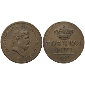 NAPOLI. Regno delle Due Sicilie. Ferdinando II di Borbone (1830-1859). 10 tornesi 1857. Cu (28,08 g; 37,2 mm)