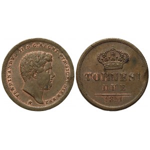 NAPOLI. Regno delle Due Sicilie. Ferdinando II di Borbone (1830-1859). 2 tornesi 1851. Cu (6,13 g; 24,4 mm)