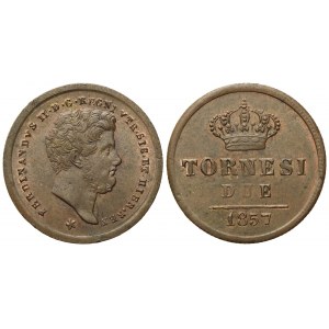 NAPOLI. Regno delle Due Sicilie. Ferdinando II di Borbone (1830-1859). 2 tornesi 1857. Cu (5,65 g; 24,2 mm)