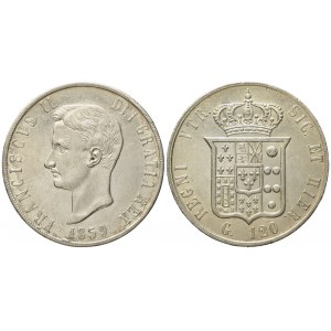 NAPOLI. Regno delle Due Sicilie. Francesco II di Borbone (1859-1860). Piastra da 120 grana 1859. Ag (27,55 g; 36,9 mm)