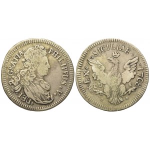 PALERMO. Regno di Sicilia. Filippo V di Borbone (1701-1713). 4 tarì 1708. Ag (10,30 g; 30,4 mm)