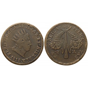 PALERMO. Regno di Sicilia. Ferdinando III di Borbone (1759 - 1816). 10 Grani 1815. Cu (27,20 g; 36,8 mm)