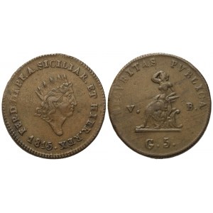 PALERMO. Regno di Sicilia. Ferdinando III di Borbone (1759 - 1816). 5 grani 1815. Cu (15,41 g; 30,2 mm)