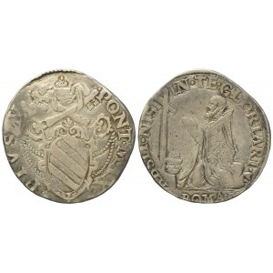 STATO PONTIFICIO. Roma. Pio V (1566 - 1572). Testone. Ag (8,26 g; 29,1 mm)