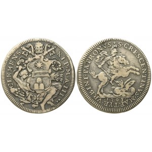 STATO PONTIFICIO. Roma. Clemente XI (1700 - 1721). Mezza piastra 1703 San Crescentino. Ag (15,66 g; 37,3 mm)