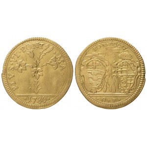 STATO PONTIFICIO. Bologna. Pio VI (1775 - 1799). Mezza doppia romana 1786. Au (2,54 g; 19,3 mm)