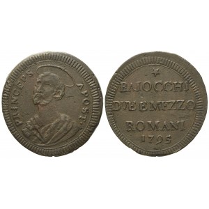 STATO PONTIFICIO. Roma. Pio VI (1775 - 1799). Due baiocchi e mezzo 1795 princeps Apost. Cu (g 17,47; mm 30,5).