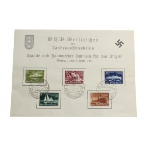 Arkusz z kompletną kolekcją znaczków pocztowych w Gdańsku dla WHW - 1939 r.