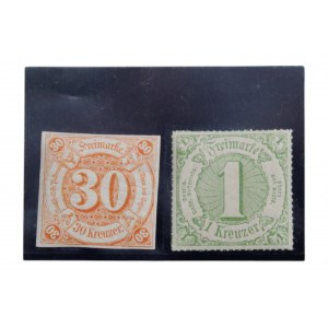 Znaczki 1859 r./1866 r. Kat Mi 25,51 z certyfikatem,