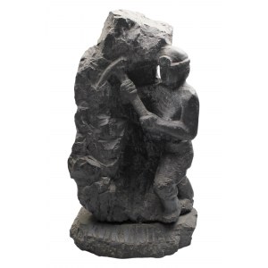 Sculpture of a miner in coal