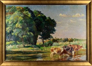 Kazimierz LASOCKI (1871-1952), Krowy u wodopoju