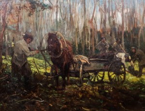 Alfred Wierusz-Kowalski (1849 Suwałki - 1915 Monachium), Praca w lesie, ok. 1905