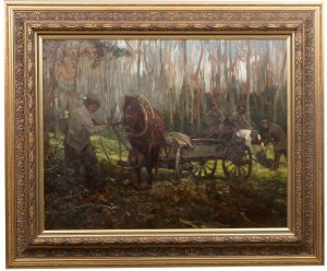 Alfred Wierusz-Kowalski (1849 Suwałki - 1915 Monachium), Praca w lesie, ok. 1905