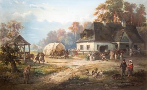 Franciszek Kostrzewski (1826 Warszawa - 1911 tamże), Przed karczmą, 1882 r.