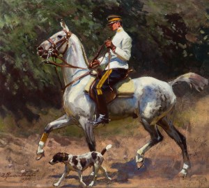 Zygmunt Rozwadowski (1870 Lwów - 1950 Zakopane), Jeździec z psem, 1921 r.