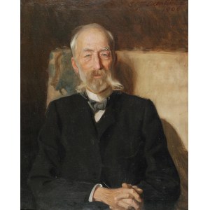 Teodor AXENTOWICZ (1859-1938), Portret sędziwego mężczyzny w fotelu, 1906