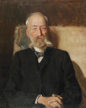 Teodor AXENTOWICZ (1859-1938), Portret sędziwego mężczyzny w fotelu, 1906
