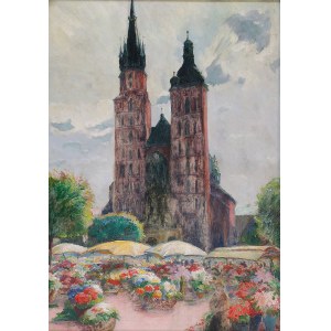Jan RUBCZAK (1884-1942), Targ na kwiaty - Krakowski rynek