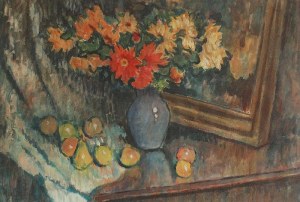 Kazimierz SICHULSKI (1879-1942), Martwa natura z kwiatami i owocami, 1934