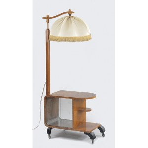 Lampa stojąca z przeszkloną szafką w stylu art déco
