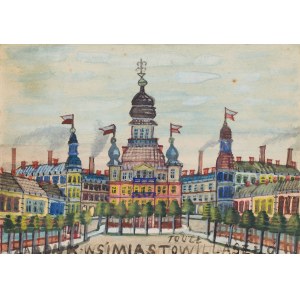 Nikifor Krynicki (1895 Krynica - 1968 Folusz), Widok na miasto , lata 50. XX w.