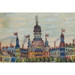 Nikifor Krynicki (1895 Krynica - 1968 Folusz), Widok na miasto , lata 50. XX w.