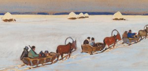 Julian Fałat (1853 Tuligłowy - 1929 Bystra), Kulig w Nieświeżu