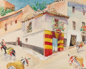 Zofia Piramowicz (1880 Radom - 1958 Clichy), Pejzaż andaluzyjski z osiołkami, lata 20. XX w.