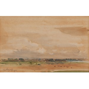 Leon Wyczółkowski (1852 Huta Miastkowska - 1936 Warszawa), Pejzaż z wysokim niebem, 1914