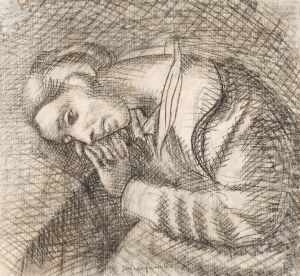 Jacek Mierzejewski (1883 Sosnowiec - 1925 Otwock), Portret żony (recto) / Szkic portretu kobiety - Wandy Wolffowej-Łaszczukowej (verso), około 1914