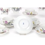 Meissen jugs and cups with flower painting