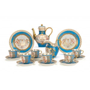 Sèvres-Stil Mokkaservice mit Louis-Philippe-Monogramm