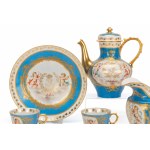 Sèvres-Stil Mokkaservice mit Louis-Philippe-Monogramm
