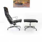 Eames Soft Pad Chair 'EA 222' &amp; Ottoman 'EA 223', design by Charles &amp; Ray Eames