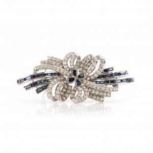 Sapphire diamond brooch