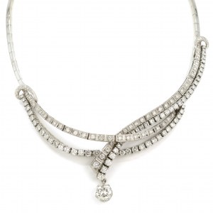 Diamond necklace with diamond pendant