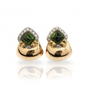 Tourmaline diamond ear clips