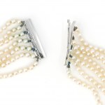 Pearl necklace with sapphire and diamond pendant