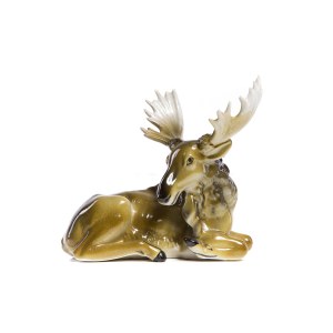 Figur Liegender Elch, Steatit Katowice