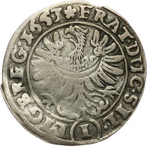 Śląsk, Księstwo Legnicko-Brzesko-Wołowskie, Jerzy III, Ludwik IV, Chrystian 1653 - 1663, krajcar 1653, Brzeg.