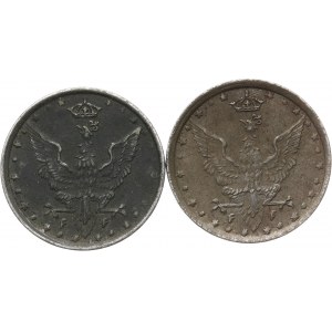 Monety niemieckich władz okupacyjnych dla Królestwa Polskiego - Lot: 2 x 10 fenigów 1917, DOUBLE DIE