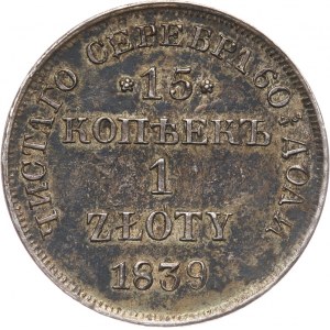 Zabór Rosyjski, Mikołaj I 1825-1855, 15 kopiejek/1 złoty 1839, Petersburg.
