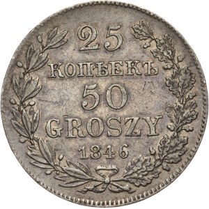 Zabór Rosyjski, Mikołaj I 1825-1855, 25 kopiejek/50 groszy 1846 MW, Warszawa.