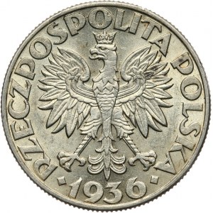 II Rzeczpospolita, 5 złotych 1936, Żaglowiec, Warszawa.