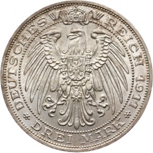 Niemcy, Prusy, Wilhelm II 1888-1918, 3 marki 1911, Berlin, 100-lecie Uniwersytetu we Wrocławiu
